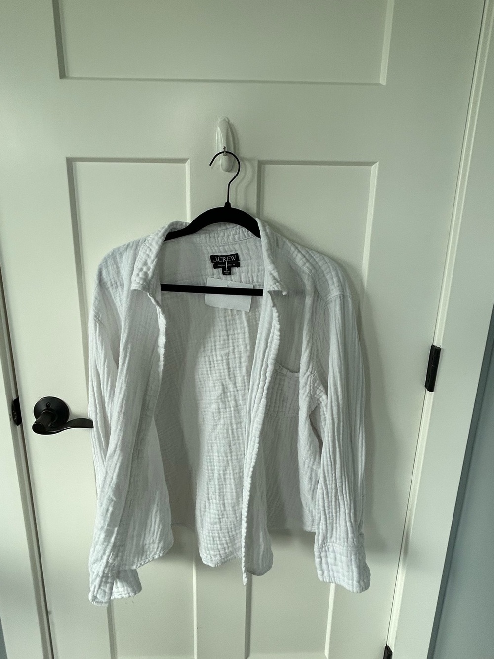 J. Crew White Textured Cotton Button Shirt